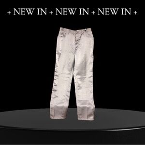 Cache Gray Metallic Pants with Structured Design